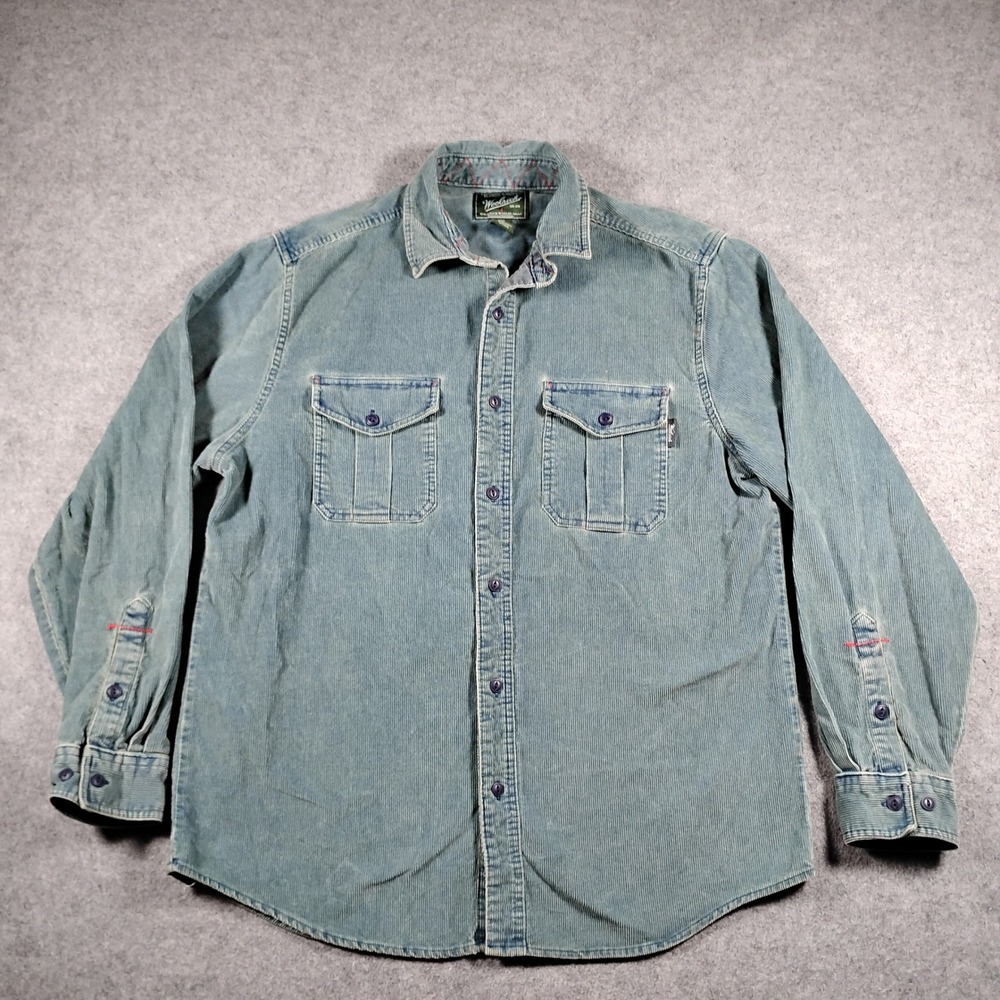 Woolrich Men's Blue Faded Corduroy Long Sleeve Button Up Shirt Jacket Size L